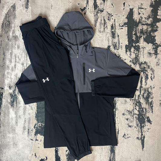 MENS UNDER ARMOUR VANISH FULL ZIP TRACKSUIT - BLACK / GREY