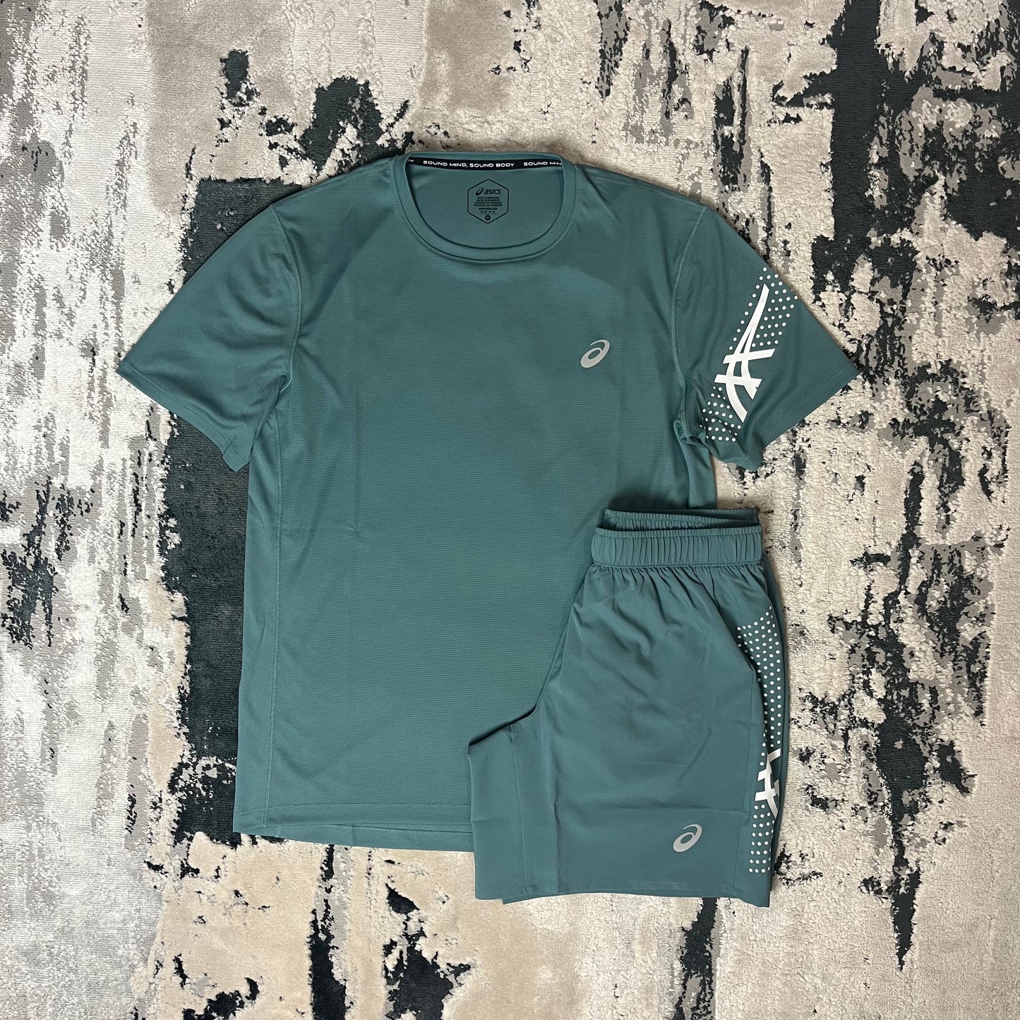 ASICS SHORT SLEEVE T SHIRT & SHORT SET - AQUA BLUE