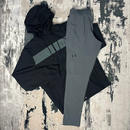 UNDER ARMOUR WINDBREAKER TRACKSUIT - BLACK / GREY