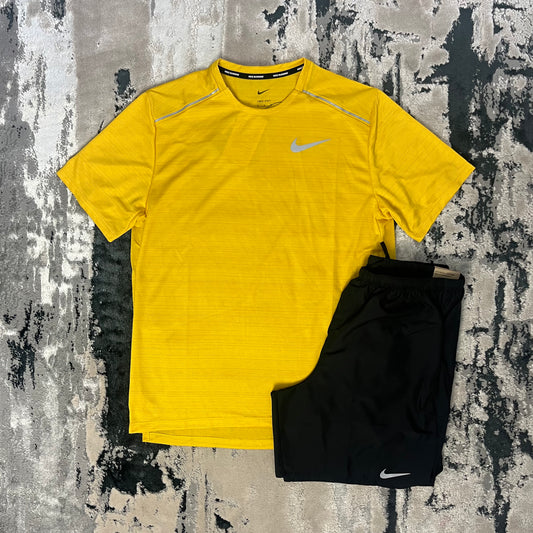 NIKE DRI FIT MILER 1.0 T SHIRT & CHALLENGER SET - YELLOW