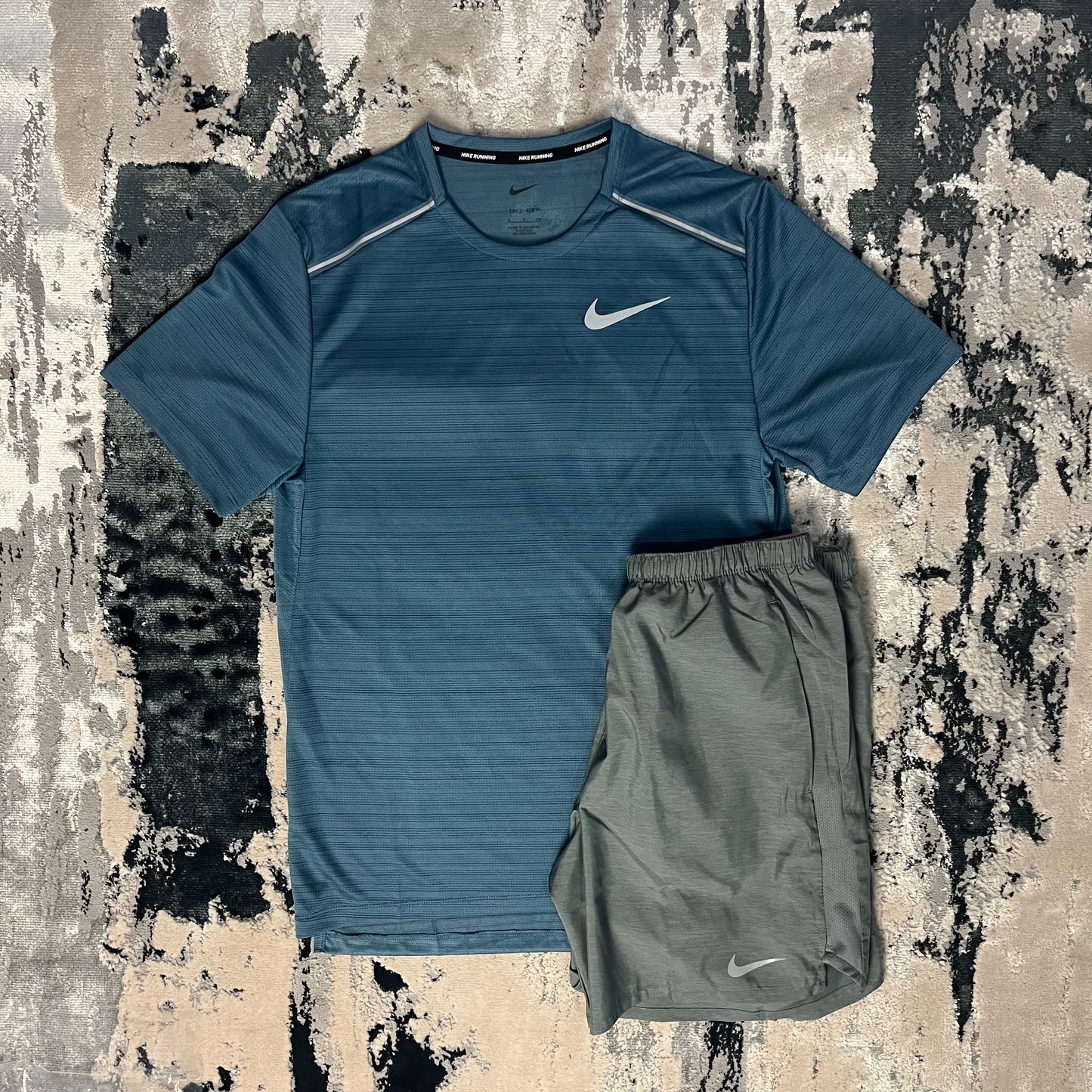 NIKE MILER 1.0 T SHIRT & SHORT SET - THUNDER STORM